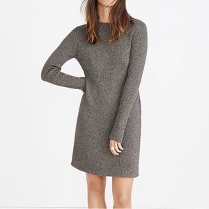 Madewell Metallic Charcoal Ribbed Long-Sleeve Sweater Dress